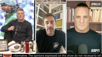 Aaron Rodgers appears on The Pat McAfee Show on Thursday, Jan. 11, 2024